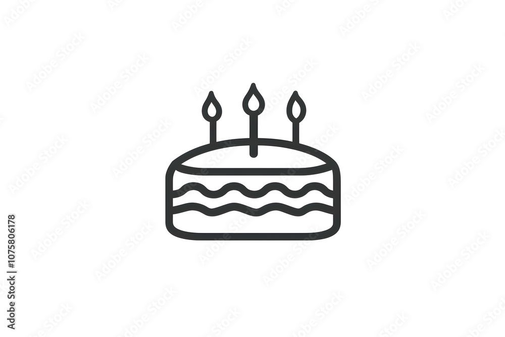 Birthday cake icon with a modern twist, detailed for celebration and events. Birthday cake icon with a modern twist, detailed for celebration and events.
