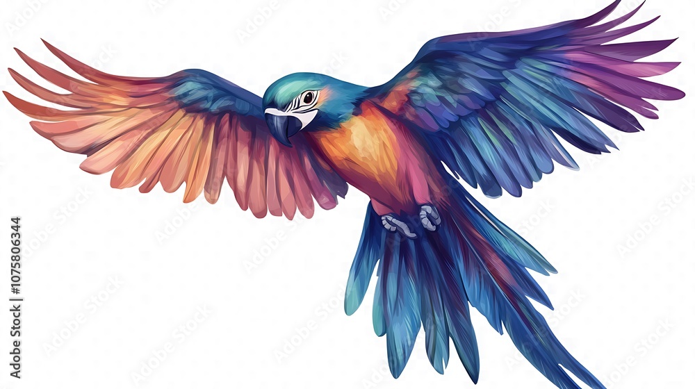 Fototapeta premium Colorful Parrot in Flight