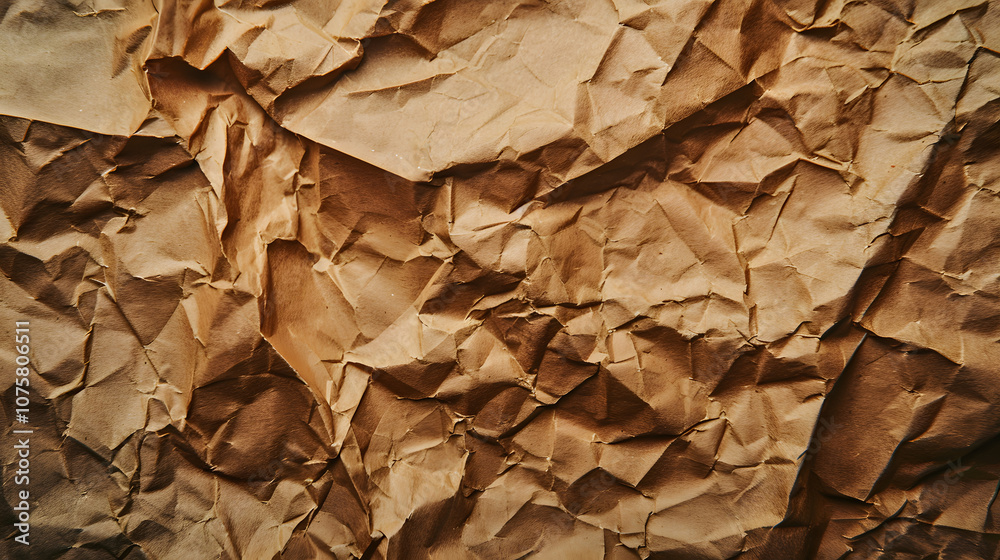 Crumpled Brown Paper Background.