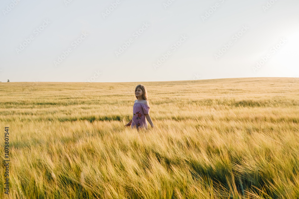 little girl daughter child kid run through wheat field with hands raised up, happy family dream flies pilot plane, child wants become pilot plane, family nature, happy family concept, dreams flight. little girl daughter child kid run through wheat field with hands raised up, happy family dream flies pilot plane, child wants become pilot plane, family nature, happy family concept, dreams flight.