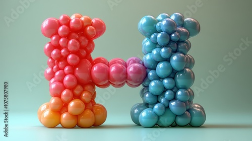 3D Bubble Letter H.