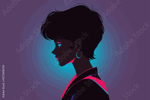 The silhouette of a woman 50's, symbolizing a deep connection to vintage culture AI generated image