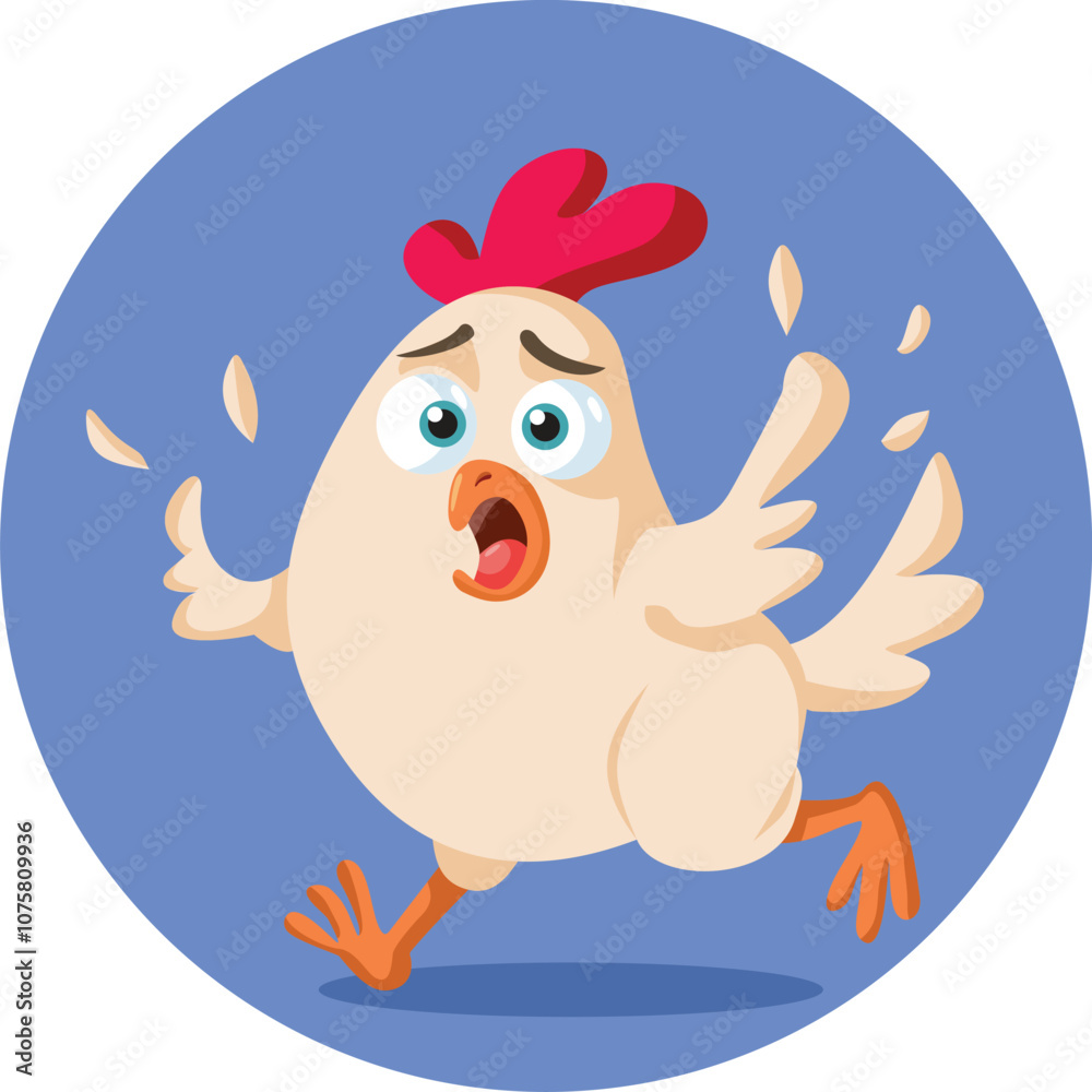 Obraz premium Vector Hen Character Running Away Vector Cartoon. Farm animal feeling panicked and shocked acting stressed out 