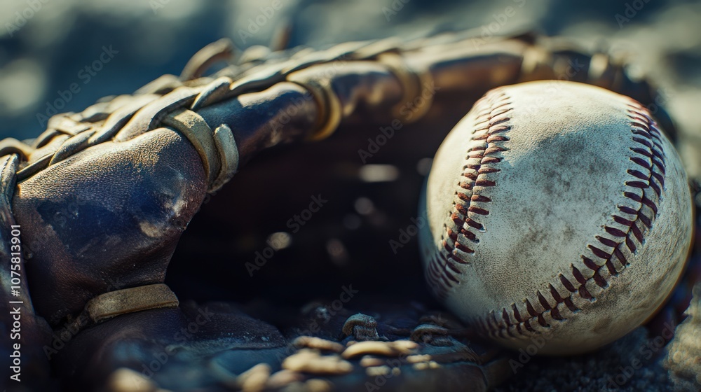 Fototapeta premium Vintage Baseball Glove and Ball