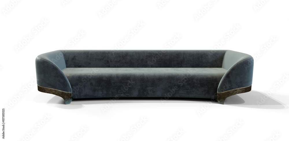 Stylish Sofa 3d render isolated PNG on transparent background with shadow