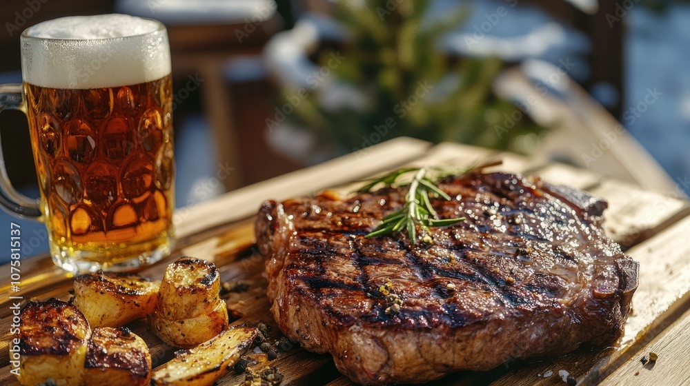 Grilled Steak with Beer and Potatoes Grilled Steak with Beer and Potatoes
