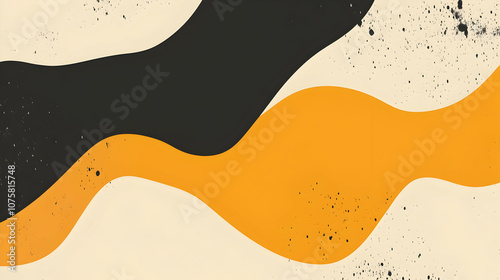Wallpaper Mural Abstract background with wavy lines in orange, black, and beige with black specks. Torontodigital.ca