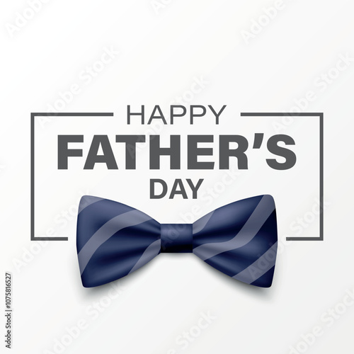 Vector Bow Tie for Father s Day Design. 3d Realistic Silk Blue Bow Tie. Glossy Bowtie, Tie Gentleman. Father s Day Holiday Concept. Design Template for Greeting Card, Invitation, Poster