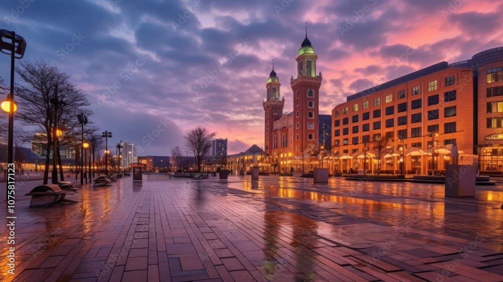 Naklejka premium Cityscape at Dusk
