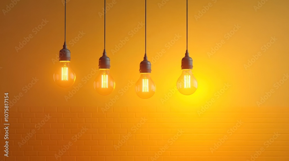 Brick Wall with Illuminated Lamps - Urban Background for Design and Decoration Brick Wall with Illuminated Lamps - Urban Background for Design and Decoration