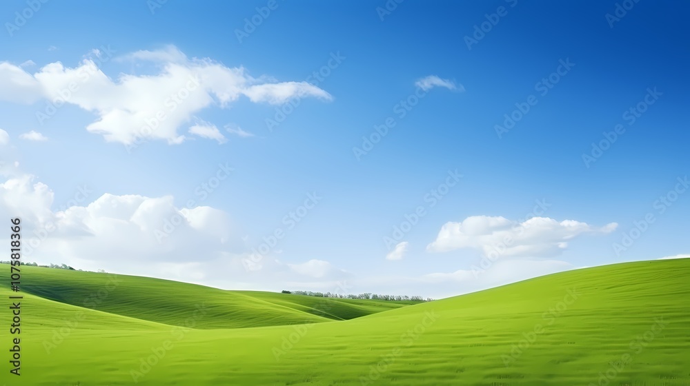 Fototapeta premium digital technology blue sky grass landscape poster background with generative