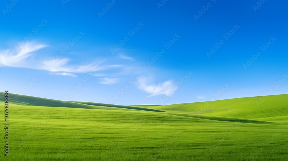 digital technology blue sky grass landscape poster background with generative digital technology blue sky grass landscape poster background with generative