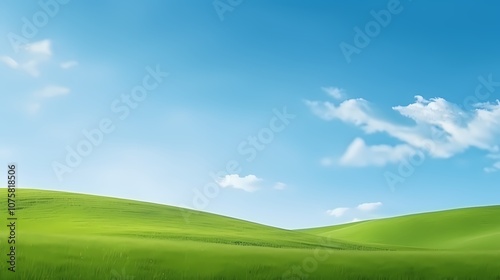 digital technology blue sky grass landscape poster background with generative