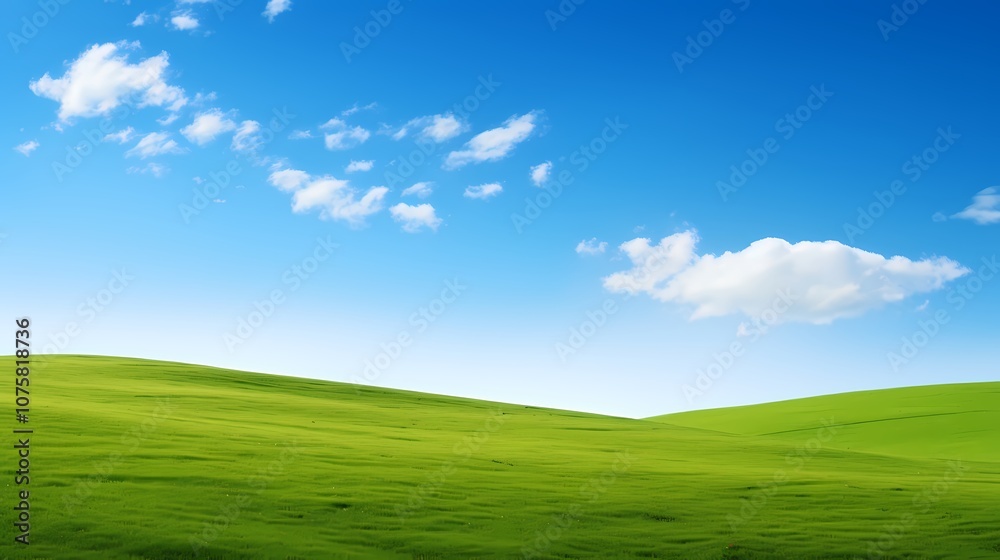 digital technology blue sky grass landscape poster background with generative digital technology blue sky grass landscape poster background with generative