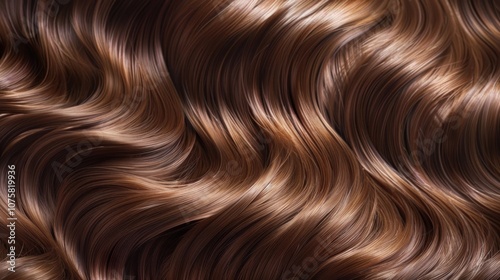 Shiny and wavy brown hair, AI generated image photo