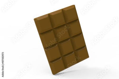 3D Illustration of a chocolate bar, square pieces. Isolated on transparent background