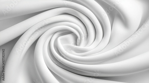 Abstract White Fabric Texture Wrinkled Swirling Material Smooth Flowing Textile Backgrou