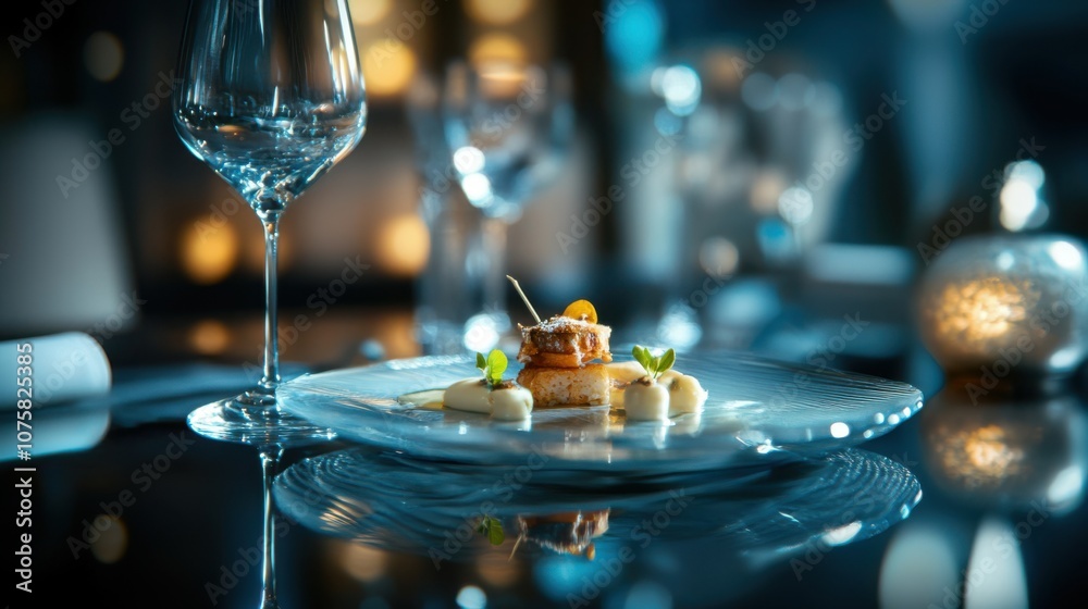 Luxurious fine dining presentation, captured with crystal-clear Luxurious fine dining presentation, captured with crystal-clear