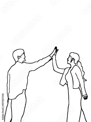 Men and woman put their hands together