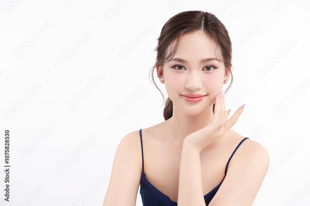 Beautiful young asian woman with clean fresh skin on white background, Face care, Facial treatment, Cosmetology, beauty and spa, Asian women portrait. Beautiful young asian woman with clean fresh skin on white background, Face care, Facial treatment, Cosmetology, beauty and spa, Asian women portrait.