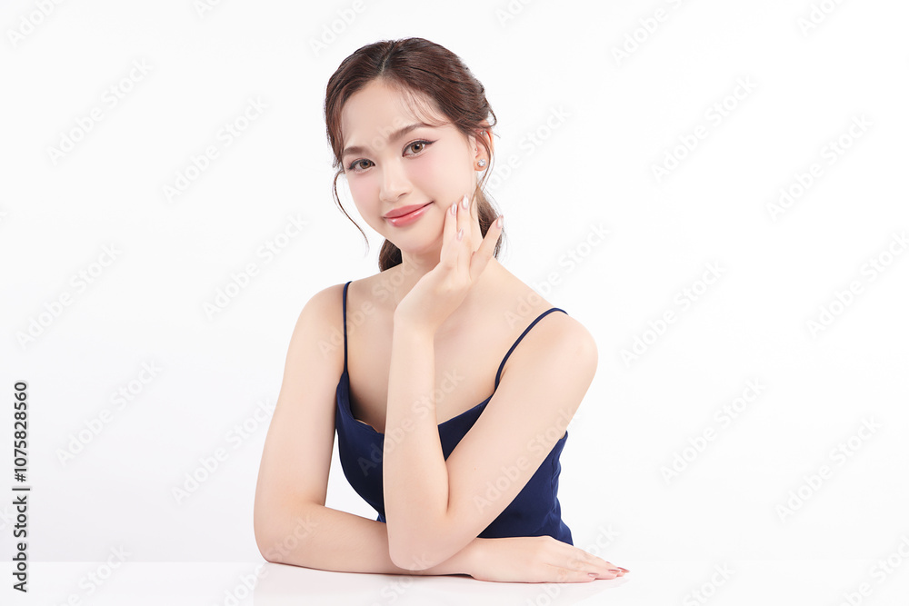 Beautiful young asian woman with clean fresh skin on white background, Face care, Facial treatment, Cosmetology, beauty and spa, Asian women portrait. Beautiful young asian woman with clean fresh skin on white background, Face care, Facial treatment, Cosmetology, beauty and spa, Asian women portrait.