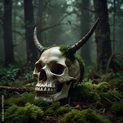 skull in the woods