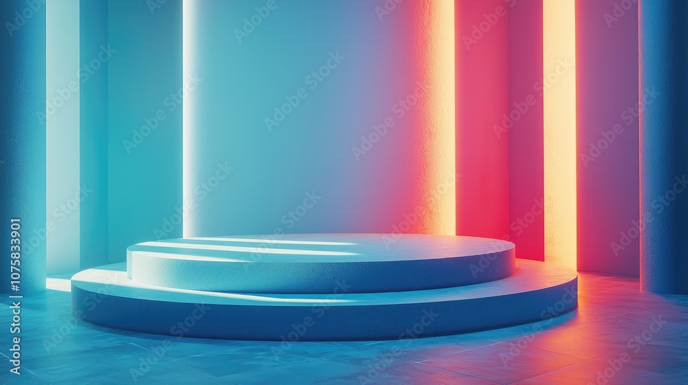 Two-tiered Circular Platform with Neon Lights Two-tiered Circular Platform with Neon Lights