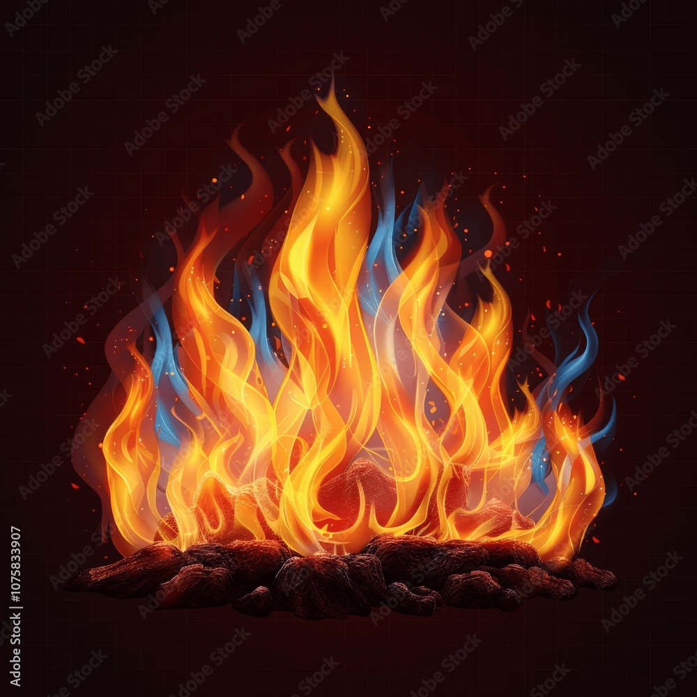 Realistic Fiery Explosion Icon with Sparks and Smoke Realistic Fiery Explosion Icon with Sparks and Smoke