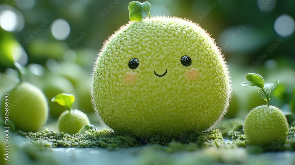 A cute green character with a big smile surrounded by smaller versions of itself, all set against a blurred green background. A cute green character with a big smile surrounded by smaller versions of itself, all set against a blurred green background.