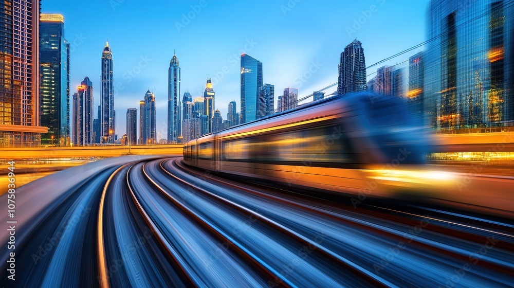 Fototapeta premium Cityscape, city at night, city skyline. Dubai business district skyline by night