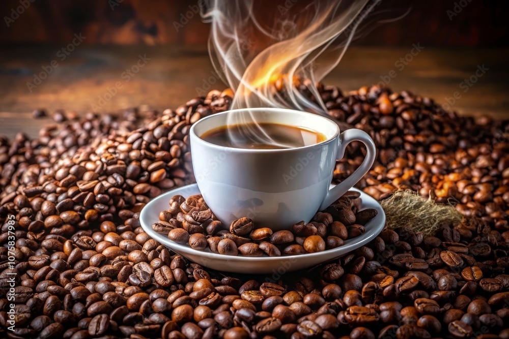 a cup of coffee with a hot drink on top of it a cup of coffee with a hot drink on top of it