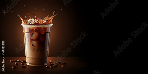 Rich & Delicious Iced Coffee with Cream & Milk, Tastey Caffeine Beverage, Product Advertisement Spotlight, Room for Copy