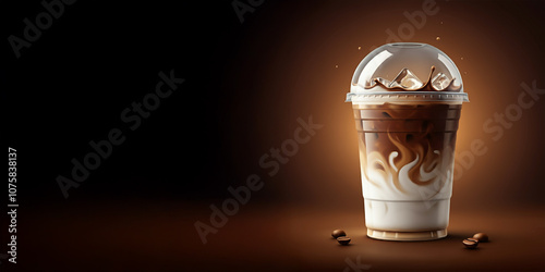 Rich & Delicious Iced Coffee with Cream & Milk, Tastey Caffeine Beverage, Product Advertisement Spotlight, Room for Copy