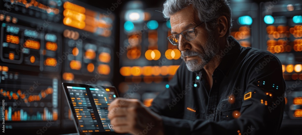 Businessman Analyzing Sales Data on Tablet with Financial Graph and Business Growth Chart on Virtual Screen in Ultra Realistic Photo with High Detail Businessman Analyzing Sales Data on Tablet with Financial Graph and Business Growth Chart on Virtual Screen in Ultra Realistic Photo with High Detail