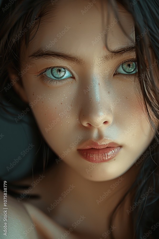 Stunning Portrait of Young Woman with Green Eyes Stunning Portrait of Young Woman with Green Eyes