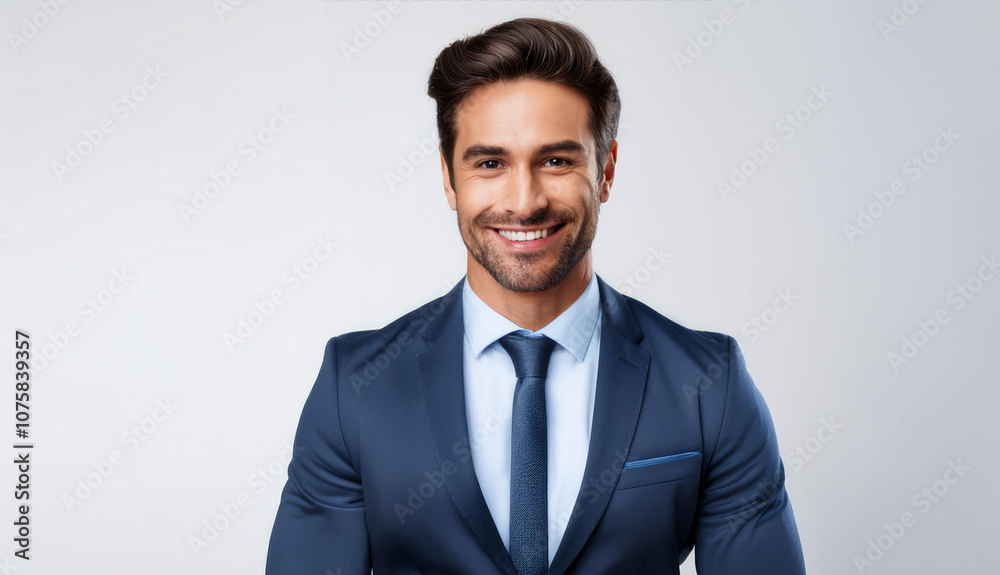A professional smiling businessman isolated with a white background A professional smiling businessman isolated with a white background