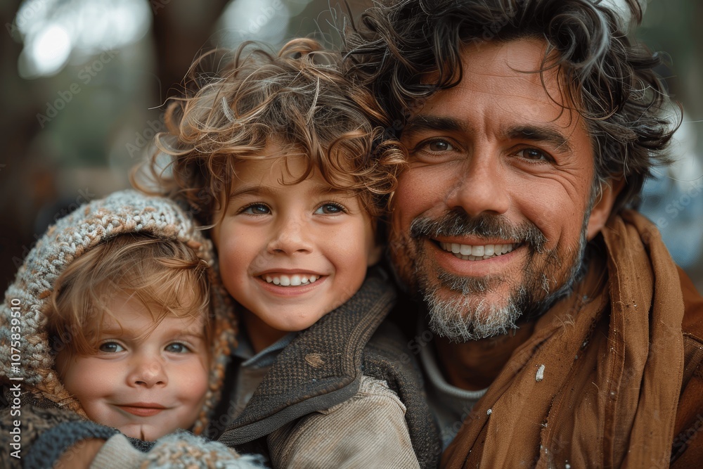 father and sons laughing together in the park father and sons laughing together in the park