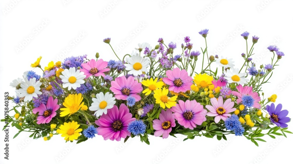 Fototapeta premium A fresh and vibrant bouquet of wild spring flowers,