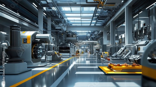 A Modern, Well-Lit Industrial Factory with Automated Machinery