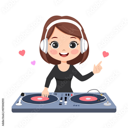 DJ Cute Worker Work Job Profession Professional Occupation Cartoon Character
