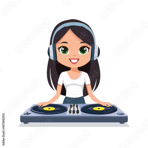 DJ Cute Worker Work Job Profession Professional Occupation Cartoon Character
