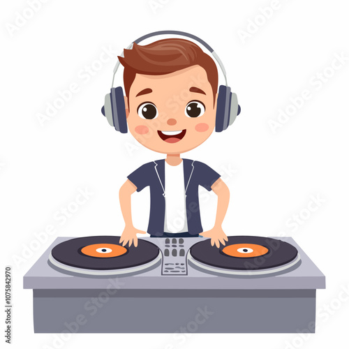 DJ Cute Worker Work Job Profession Professional Occupation Cartoon Character
