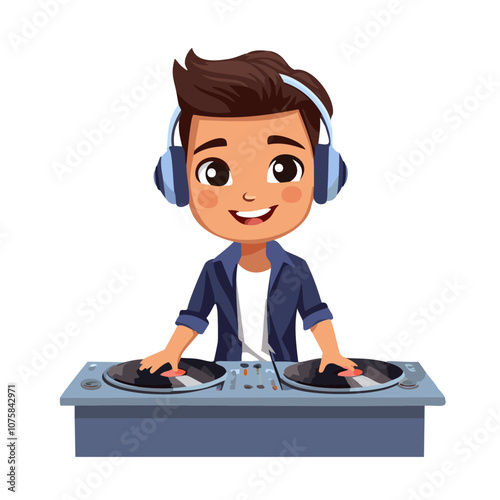 DJ Cute Worker Work Job Profession Professional Occupation Cartoon Character
