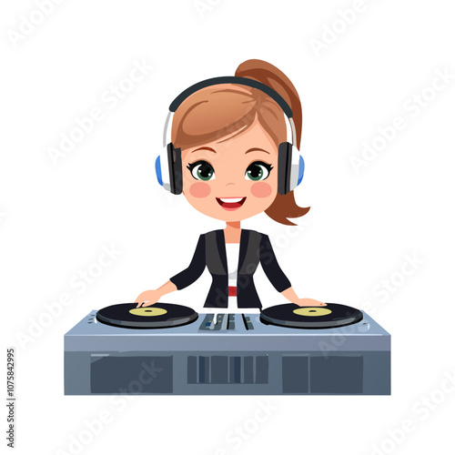 DJ Cute Worker Work Job Profession Professional Occupation Cartoon Character
