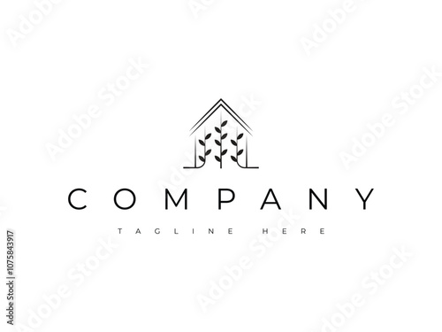 house with leaves logo design. natural home logo. for eco-friendly brands, real estate agencies, or organic products.