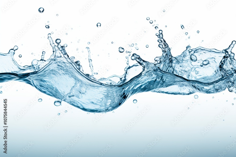 Dynamic splashes of crystal clear water dancing in the light. Generative AI Dynamic splashes of crystal clear water dancing in the light. Generative AI