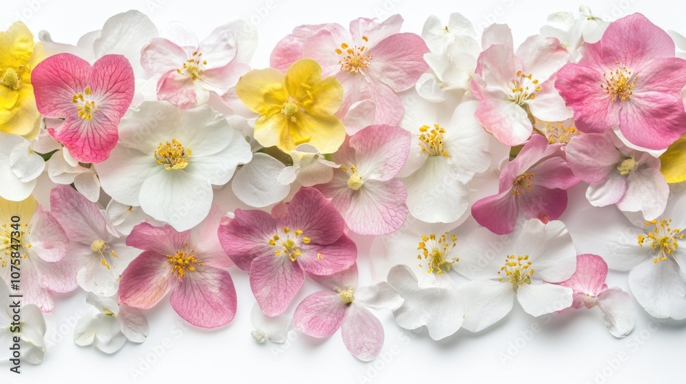 Delicate arrangement of spring flowers with soft petals in shades of pink Delicate arrangement of spring flowers with soft petals in shades of pink