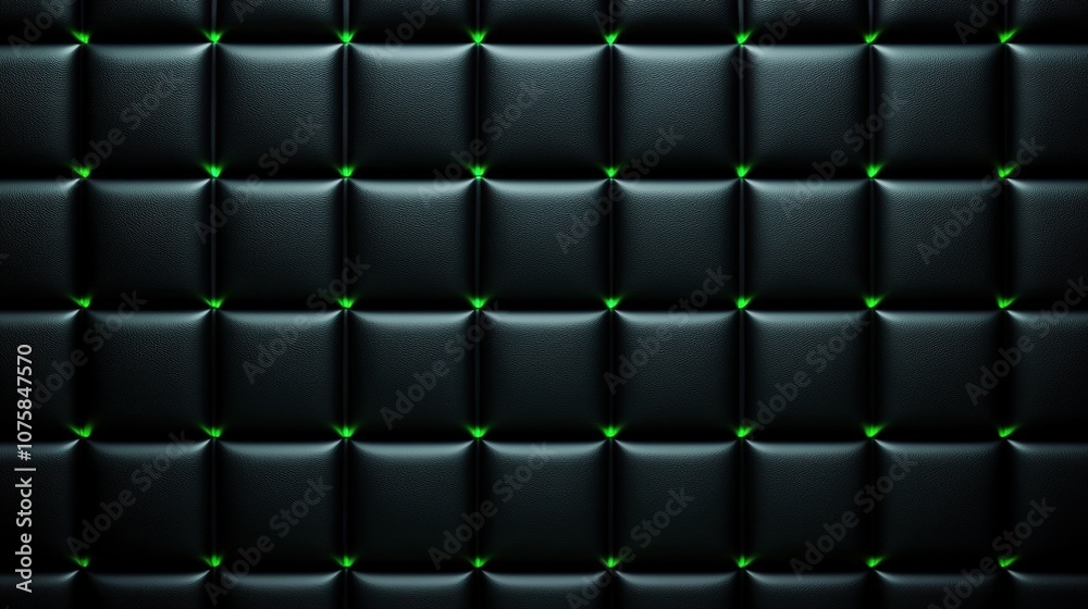 Fototapeta premium Textured black leather wall with green accents