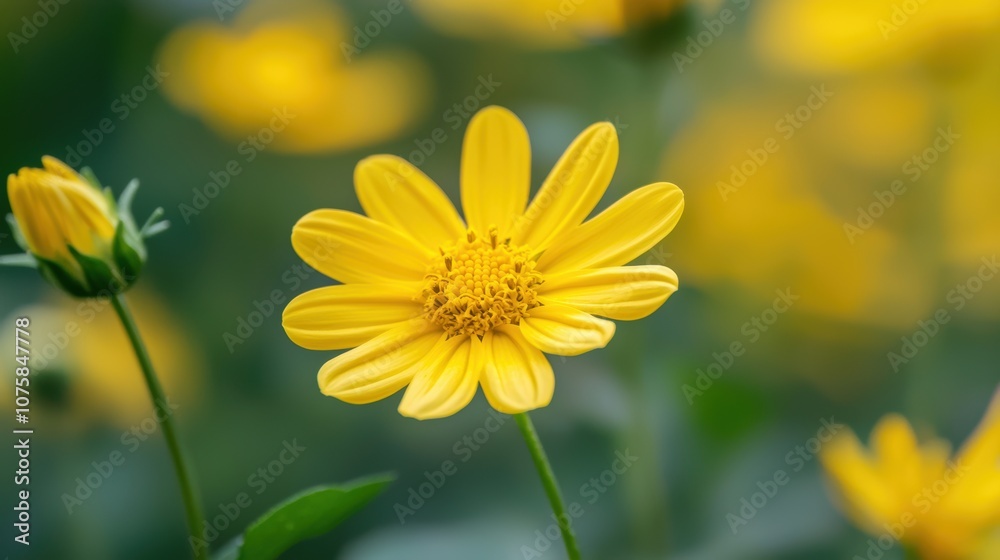 Vibrant yellow flower blooming in a lush garden Vibrant yellow flower blooming in a lush garden