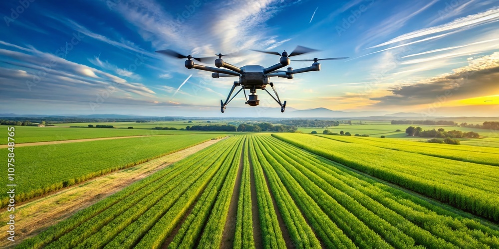 Aerial View of Drones Over Farmlands: Showcasing Modern Agricultural Technology and Precision Farming Techniques for Enhanced Crop Monitoring and Sustainable Practices Aerial View of Drones Over Farmlands: Showcasing Modern Agricultural Technology and Precision Farming Techniques for Enhanced Crop Monitoring and Sustainable Practices